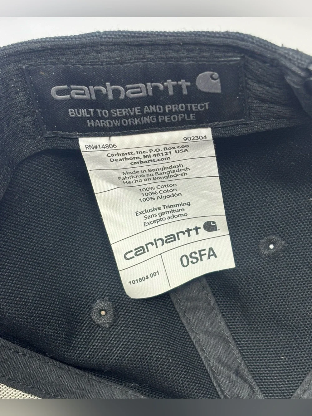 Carhartt Men's Firm Duck Flat Brim Cap Black Canvas Moisture Wicking Fastdry OS